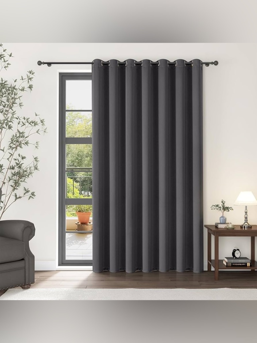 HVERSAILTEX Microfiber Blackout Grey Curtain 96in